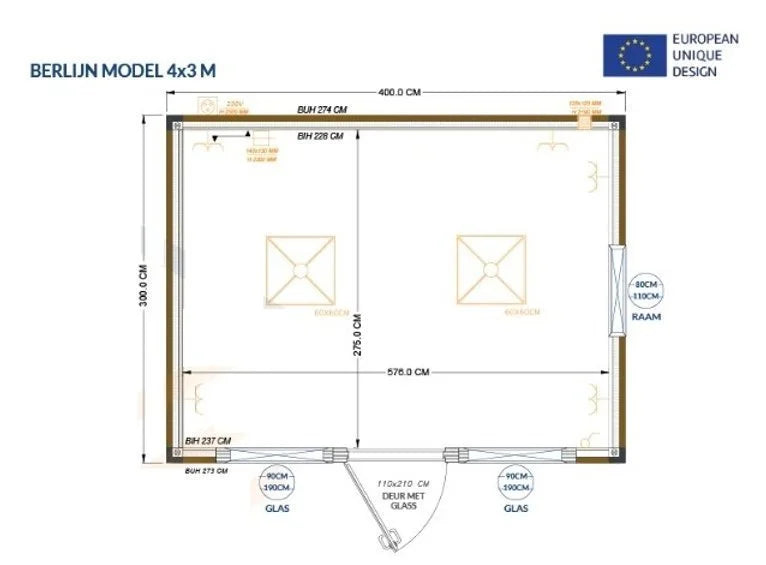 Neuer 4x3 Meter Bürocontainer